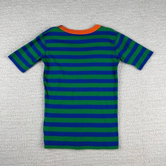 Hanna Andersson Boys Pajama Top 160 (US 14) Blue Green Striped Short Sleeve - Picture 5 of 8